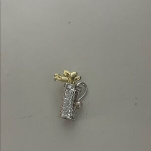 Elegant Silver and Gold Golf Bag Brooch